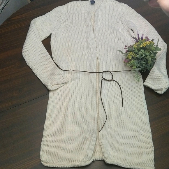 Y2K GAP long open weaved Cardigan with leather belt - Picture 1 of 5